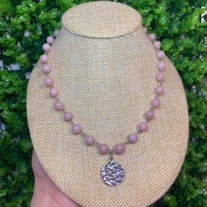 Pink Opal Choker Necklace Crystal Jewelry